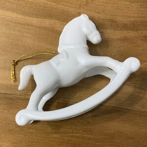 White vintage Dept. 56- fine Bone Porcelain Rocking Horse Ornament